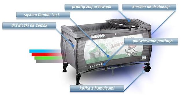 Łóżeczko dziecięce, turystyczne, składane, 0-15kg MEDIO SAFARI Caretero